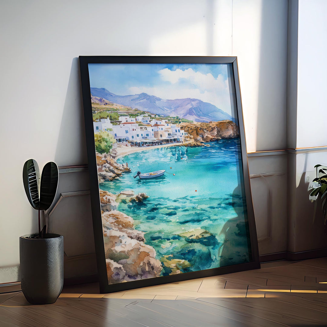 Crete Watercolor Poster Greece Travel Print Wall Art Home Decor Gift Greek Isle Souvenir Knossos Beach Balos Wall Decor Hanging