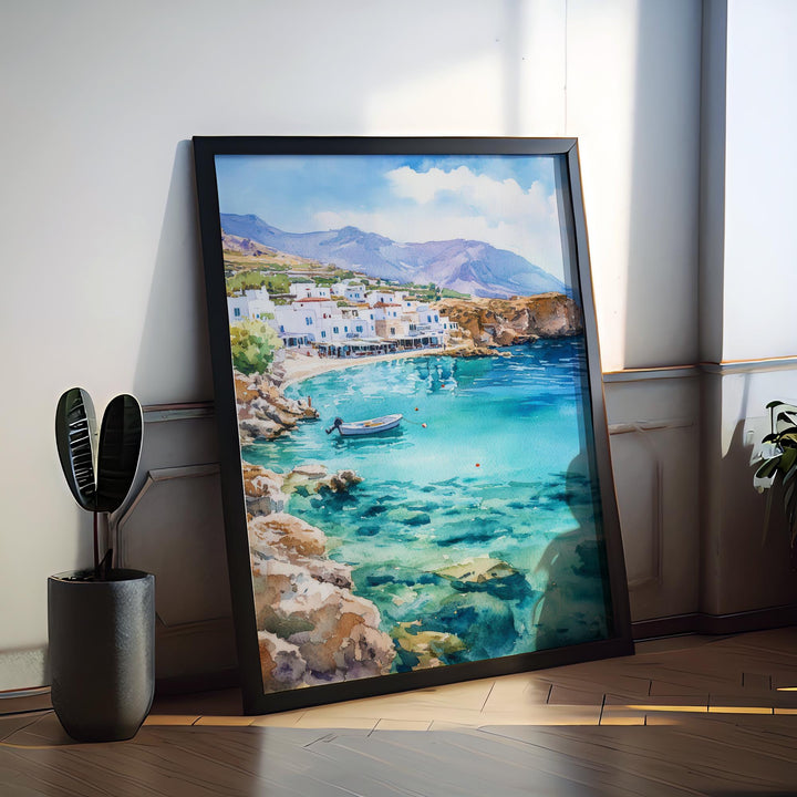 Crete Watercolor Poster Greece Travel Print Wall Art Home Decor Gift Greek Isle Souvenir Knossos Beach Balos Wall Decor Hanging