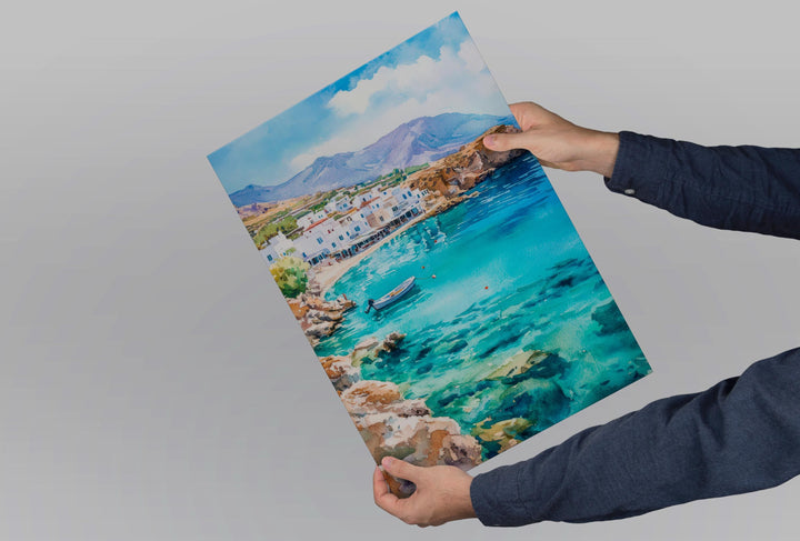 Crete Watercolor Poster Greece Travel Print Wall Art Home Decor Gift Greek Isle Souvenir Knossos Beach Balos Wall Decor Hanging
