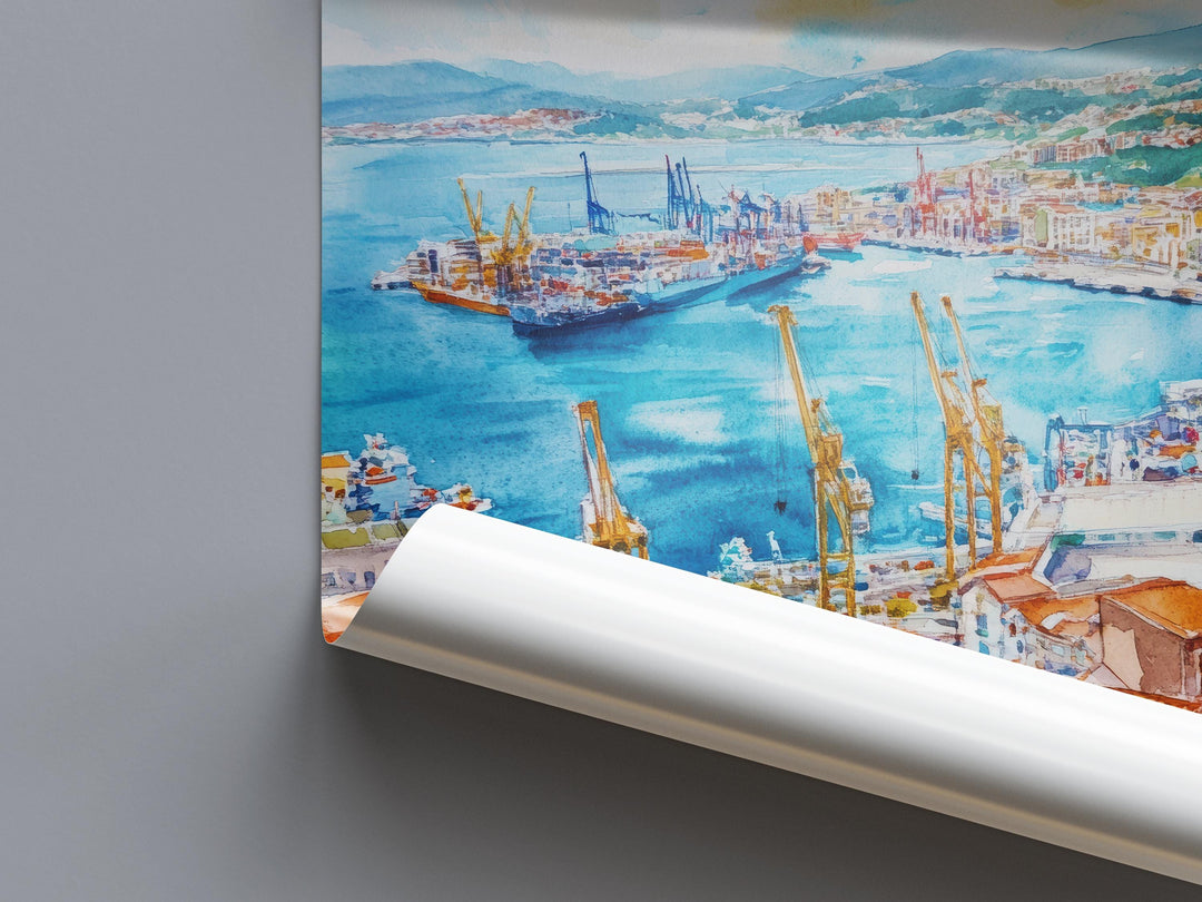 Vigo Watercolor Poster Spain Travel Print Wall Art Home Decor Gift Spanish City Souvenir Ria Bay Cies Islands Wall Decor Hanging