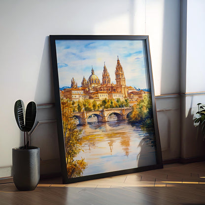 Salamanca Watercolor Poster Spain Travel Print Wall Art Home Decor Gift Spanish City University Plaza Wall Decor Hanging