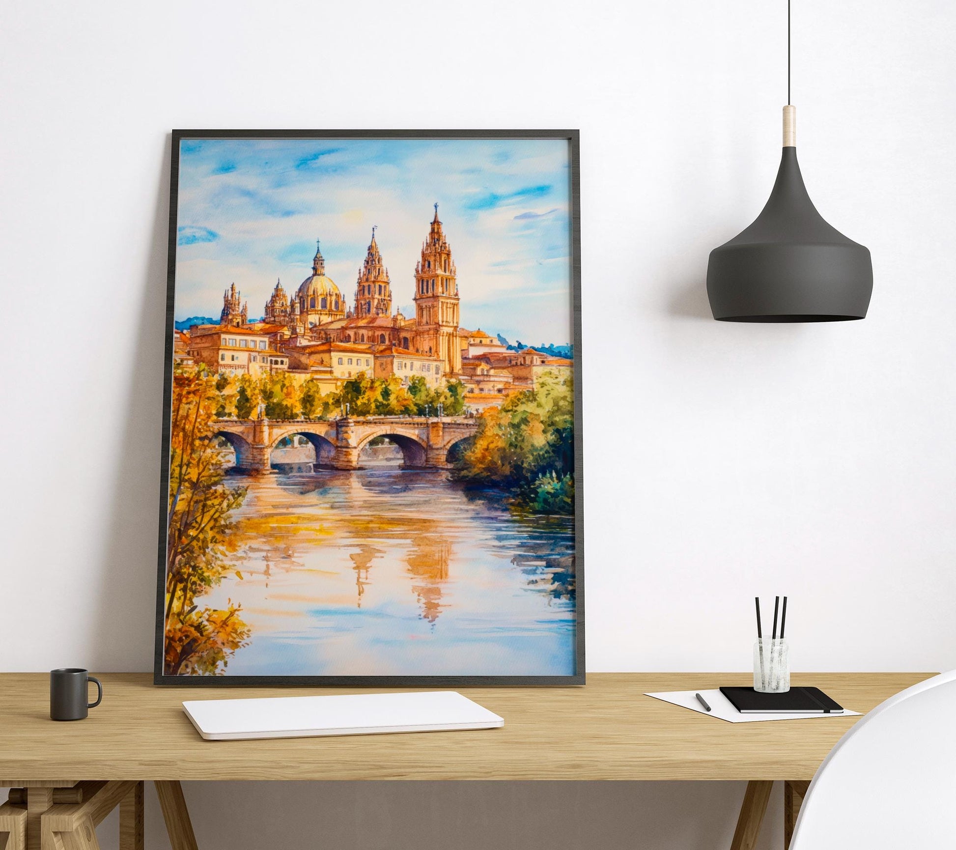 Salamanca Watercolor Poster Spain Travel Print Wall Art Home Decor Gift Spanish City University Plaza Wall Decor Hanging