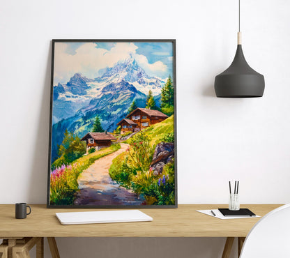 Wengen watercolor poster Wall Art Wengen Wall Hanging Home Décor Wengen Gift Art Lovers Switzerland Art Lover Gift Switzerland wall art