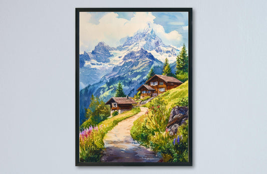 Wengen watercolor poster Wall Art Wengen Wall Hanging Home Décor Wengen Gift Art Lovers Switzerland Art Lover Gift Switzerland wall art