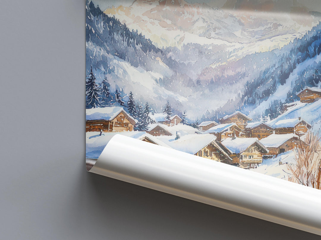 Wengen watercolor poster Wall Art Wengen Wall Hanging Home Décor Wengen Gift Art Lovers Switzerland Art Lover Gift Switzerland wall art