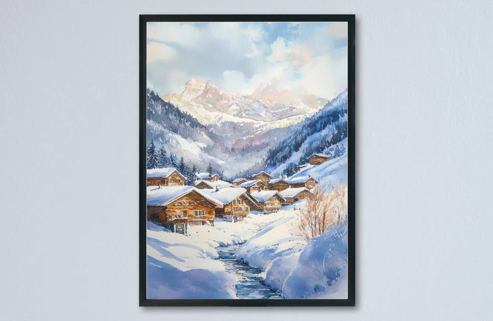 Wengen watercolor poster Wall Art Wengen Wall Hanging Home Décor Wengen Gift Art Lovers Switzerland Art Lover Gift Switzerland wall art