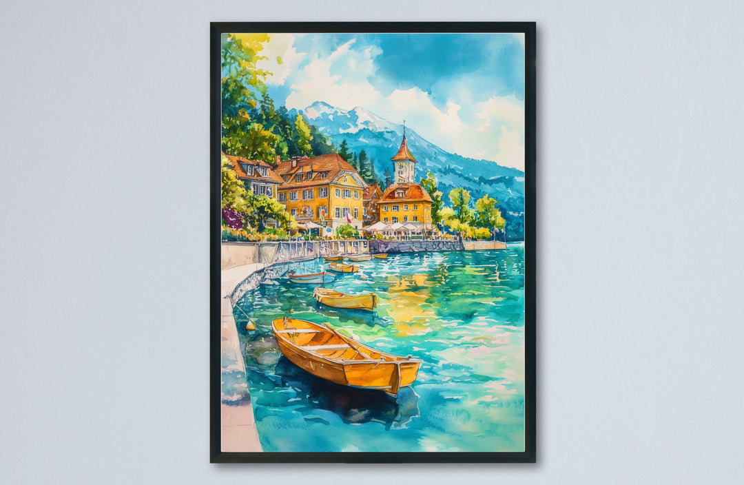 Vevey watercolor poster Wall Art Vevey Wall Hanging Home Décor Vevey Gift Art Lovers Switzerland Art Lover Gift Switzerland wall art