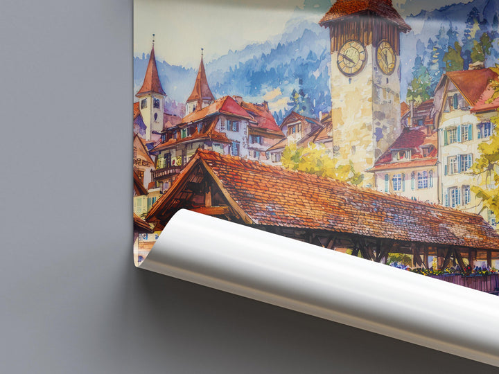 Thun watercolor poster Wall Art Thun Wall Hanging Home Décor Thun Gift Art Lovers Switzerland Art Lover Gift Switzerland wall art