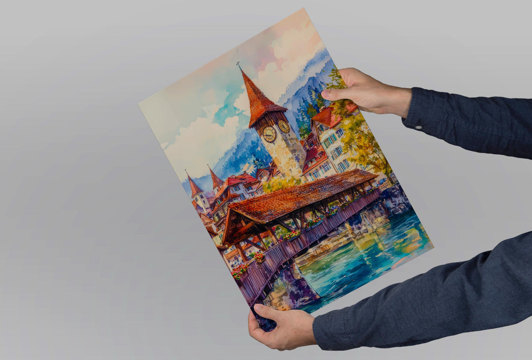Thun watercolor poster Wall Art Thun Wall Hanging Home Décor Thun Gift Art Lovers Switzerland Art Lover Gift Switzerland wall art