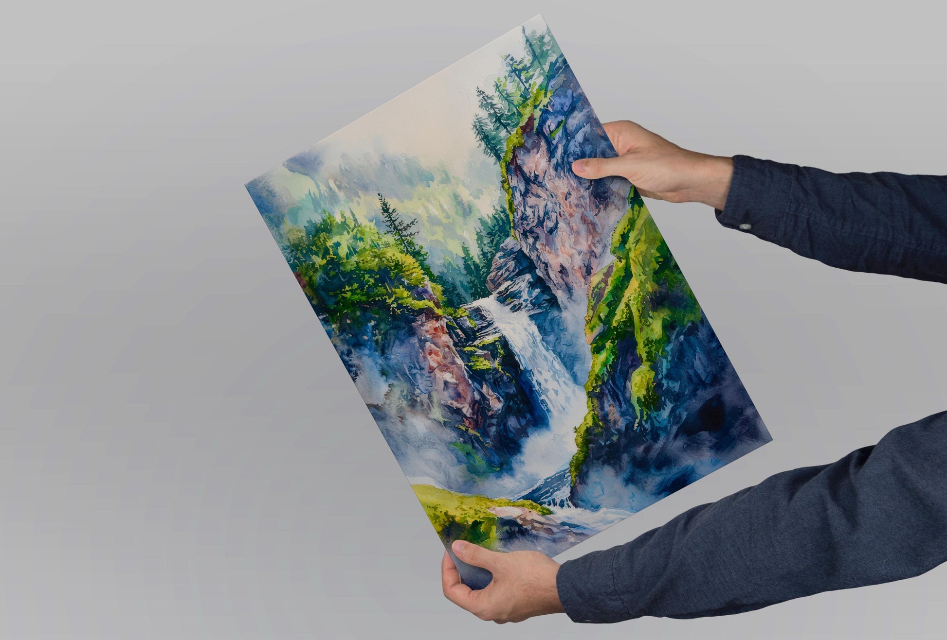 Reichenbach Falls watercolor poster Wall Art Reichenbach Falls Wall Hanging Home Décor Reichenbach Falls Gift Art Lovers Switzerland Art