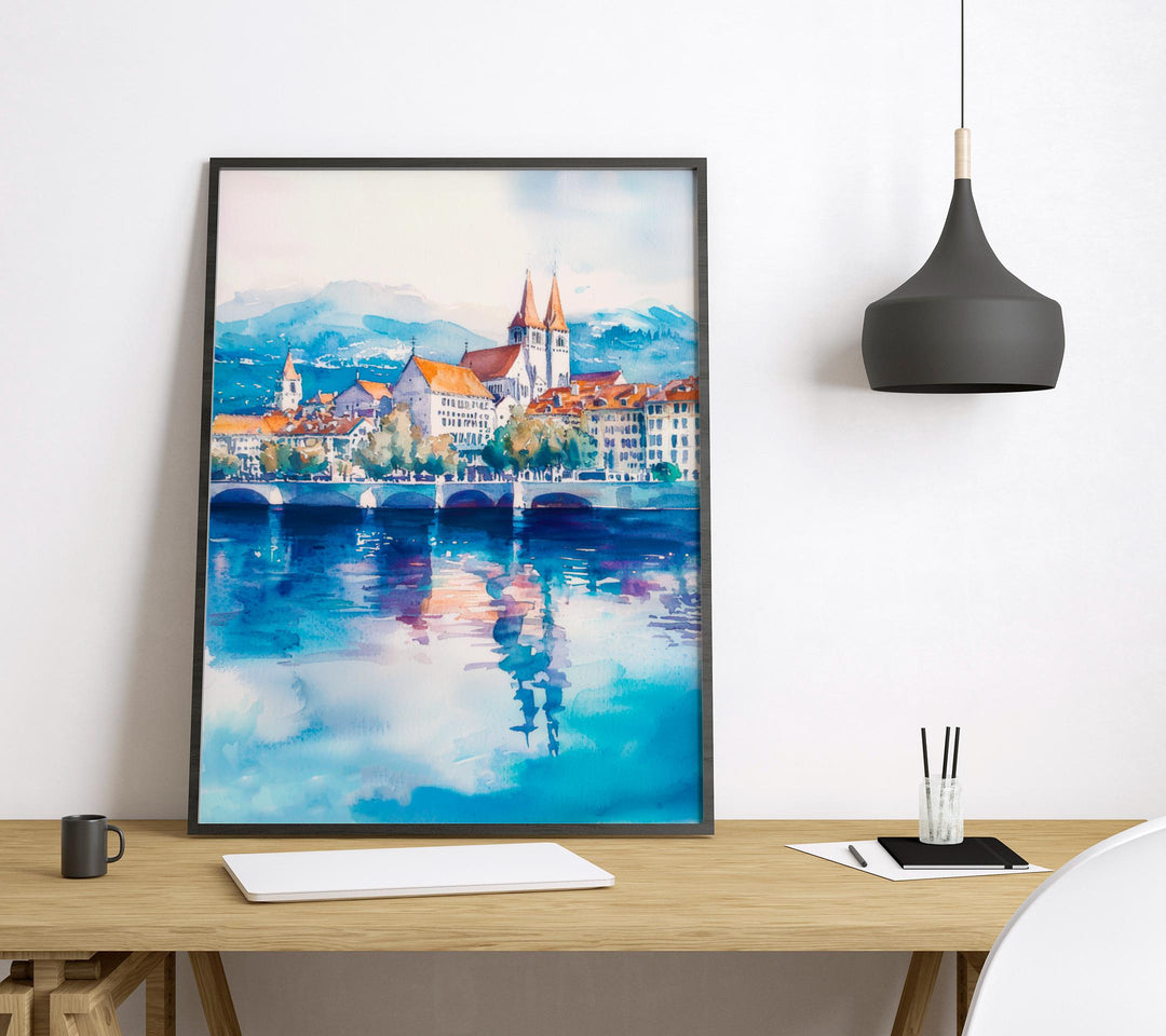 Lausanne watercolor poster Wall Art Lausanne Wall Hanging Home Décor Lausanne Gift Art Lovers Switzerland Art Lover Gift Switzerland art