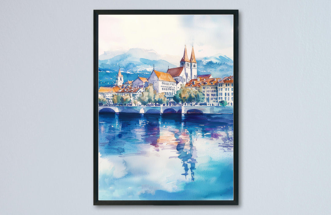 Lausanne watercolor poster Wall Art Lausanne Wall Hanging Home Décor Lausanne Gift Art Lovers Switzerland Art Lover Gift Switzerland art