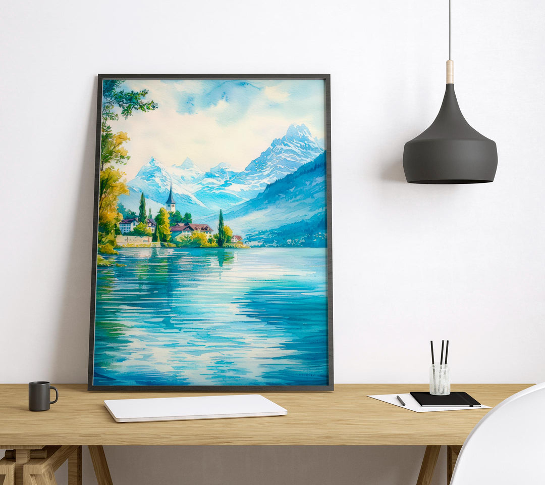 Lake Lucerne watercolor poster Wall Art Lake Lucerne Wall Hanging Home Décor Lake Lucerne Gift Art Lovers Switzerland wall art