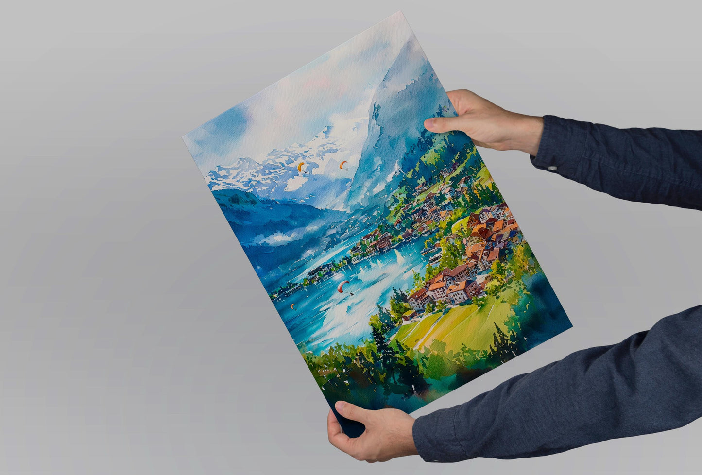 Interlaken watercolor poster Wall Art Interlaken Wall Hanging Home Décor Interlaken Gift Art Lovers Switzerland Art Lover Gift Switzerland
