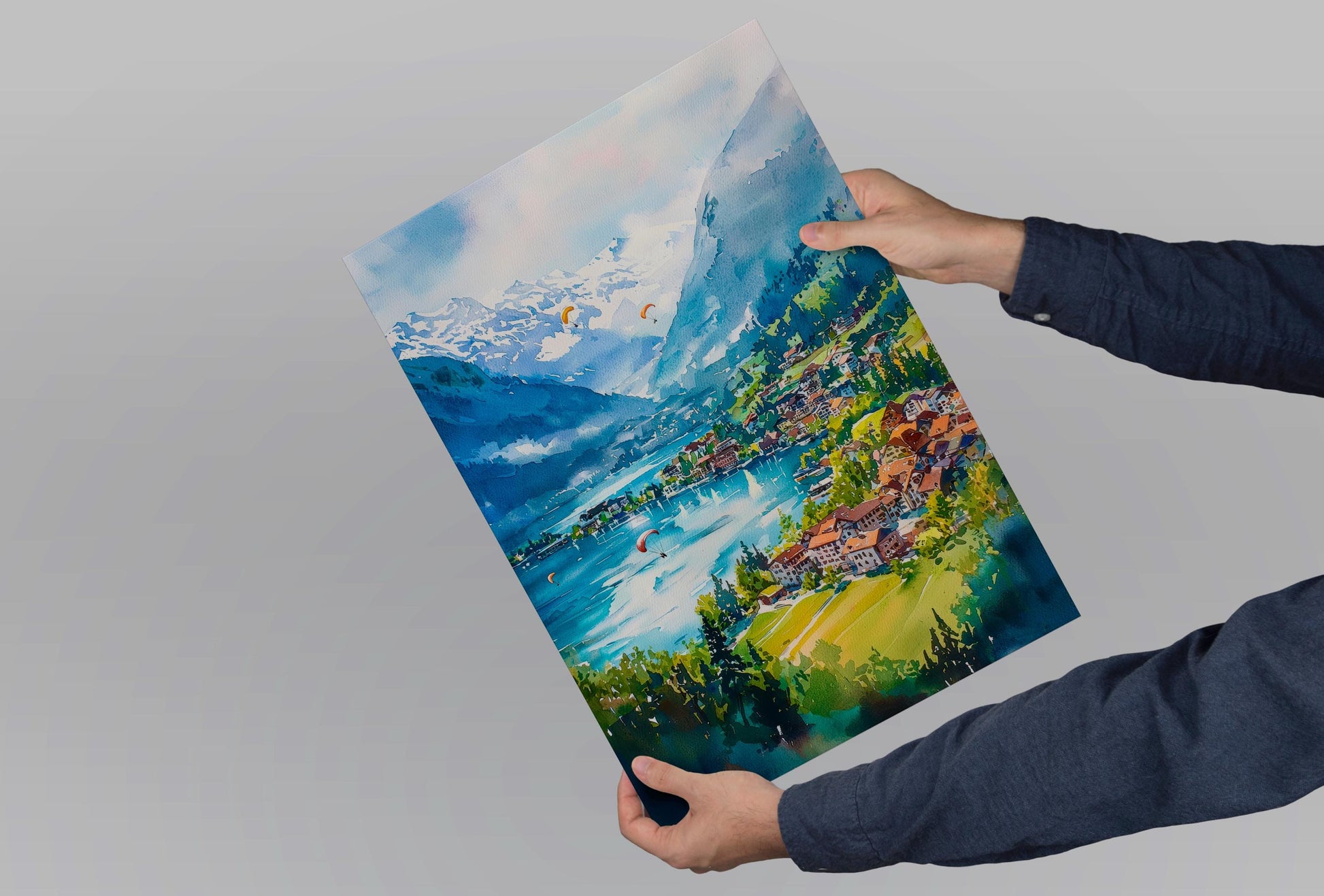 Interlaken watercolor poster Wall Art Interlaken Wall Hanging Home Décor Interlaken Gift Art Lovers Switzerland Art Lover Gift Switzerland