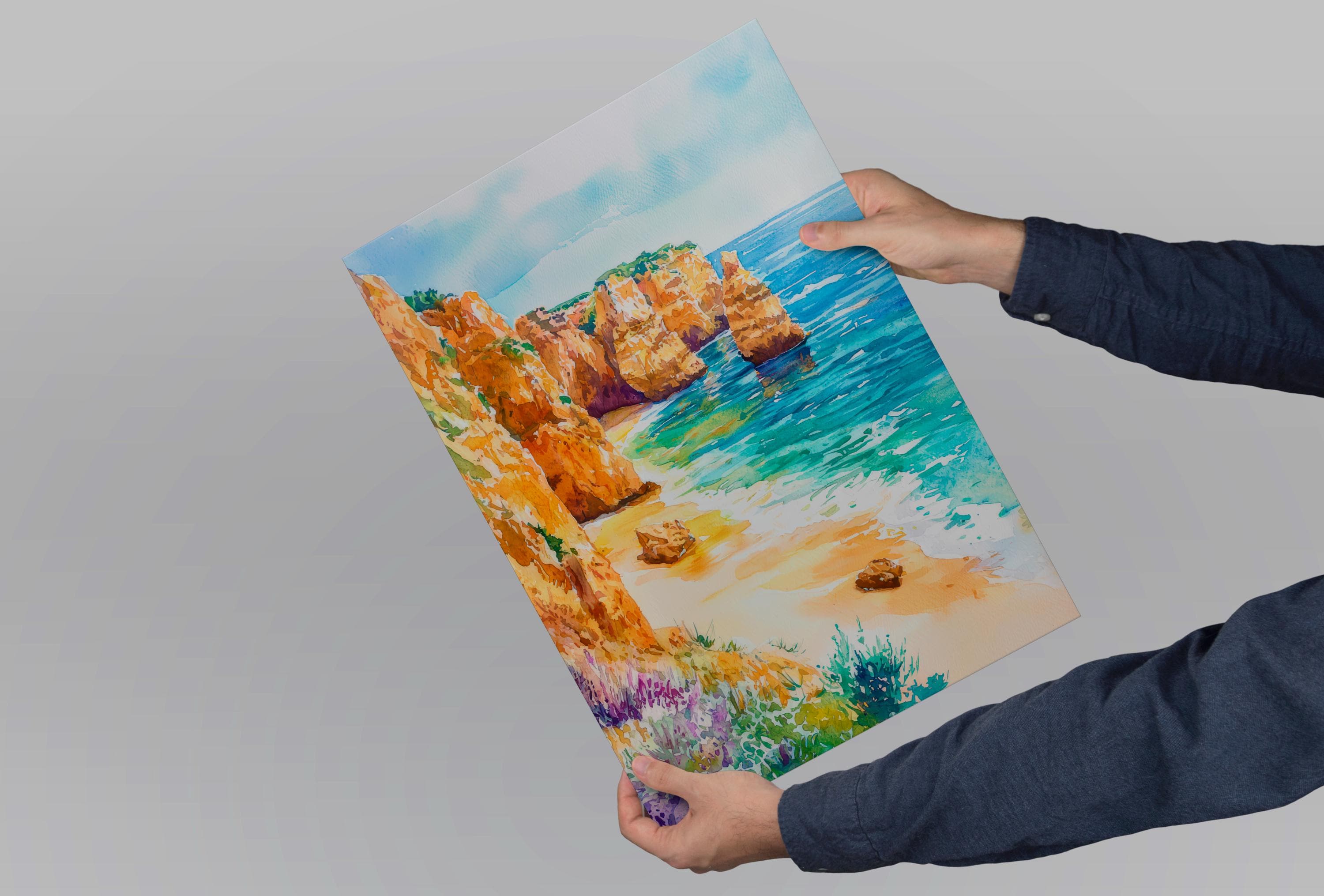 Algarve watercolor poster Wall Art Algarve Wall Hanging Home Décor Algarve Gift Art Lovers Portugal Art Lover Gift Portugal wall art