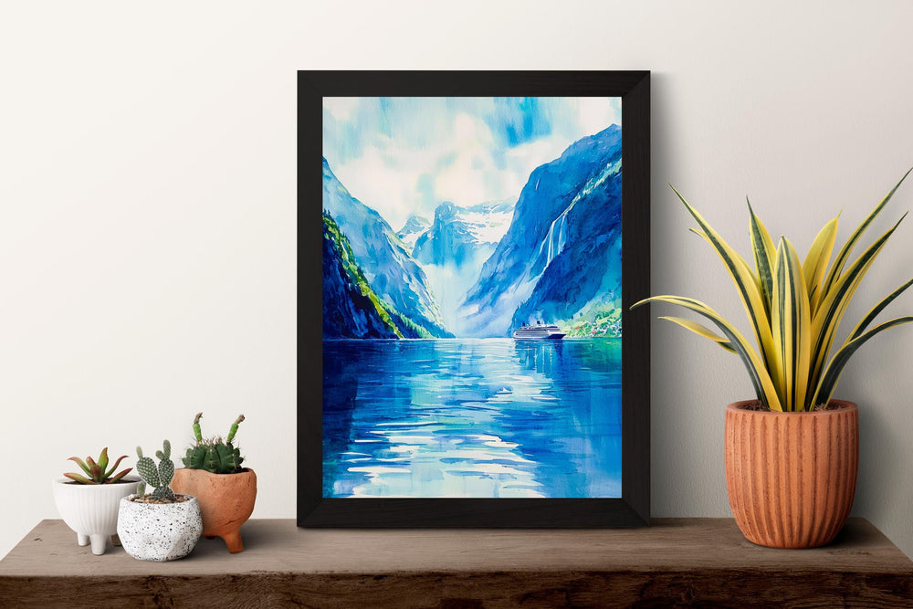 Fjords watercolor poster Wall Art Fjords Wall Hanging Home Décor Fjords Gift Art Lovers Norway Art Lover Gift Norway wall art