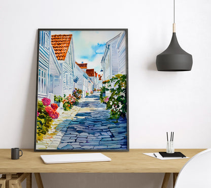 Stavanger watercolor poster Wall Art Stavanger Wall Hanging Home Décor Stavanger Gift Art Lovers Norway Art Lover Gift Norway wall art