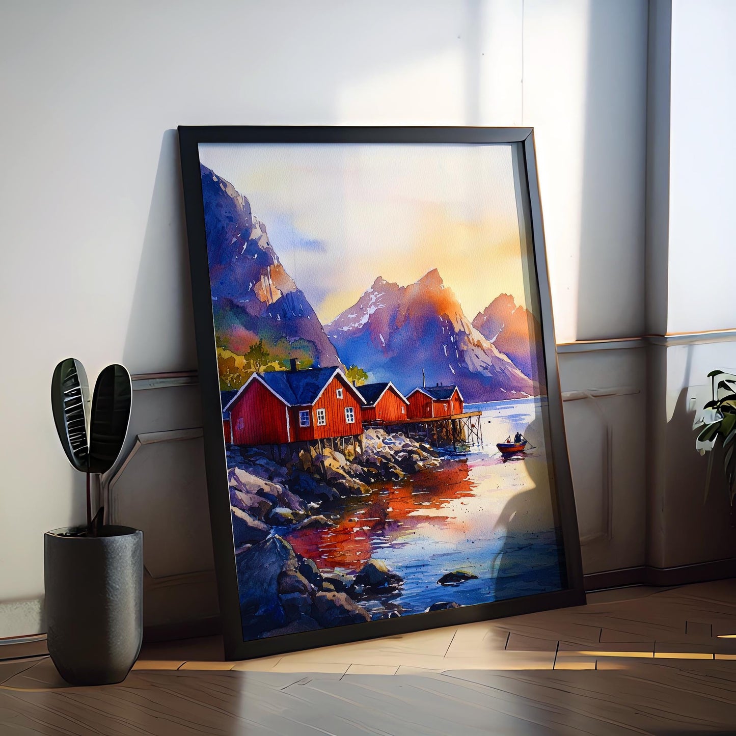 Lofoten Islands watercolor poster Wall Art Lofoten Islands Wall Hanging Home Décor Lofoten Islands Gift Art Lovers Norway Art Lover Gift