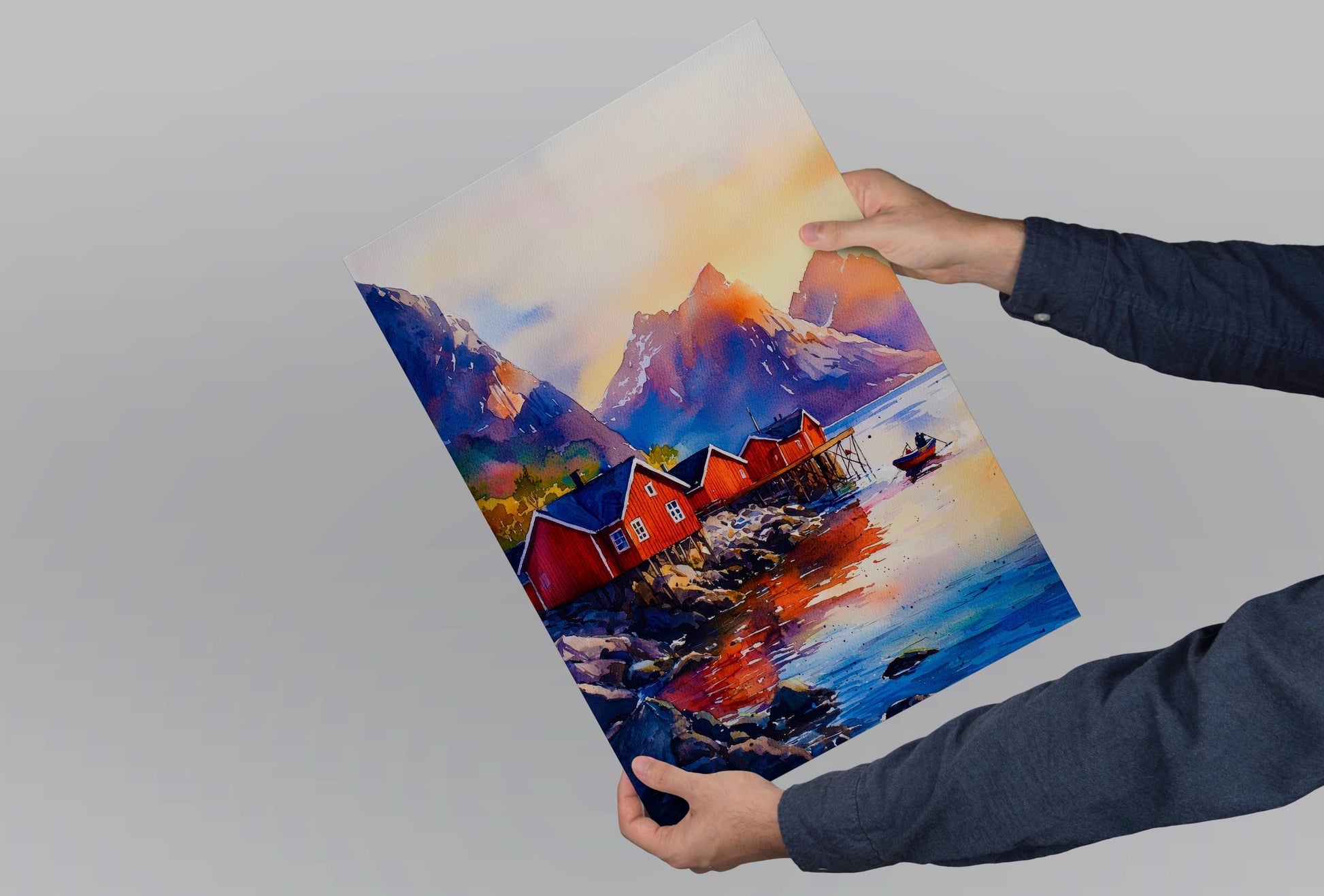 Lofoten Islands watercolor poster Wall Art Lofoten Islands Wall Hanging Home Décor Lofoten Islands Gift Art Lovers Norway Art Lover Gift