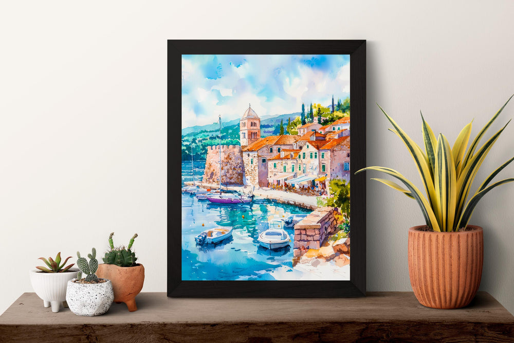 Hvar Watercolor Poster Wall Art Hvar Wall Hanging Home Décor Hvar Gift Art Lovers Croatia Wall Art