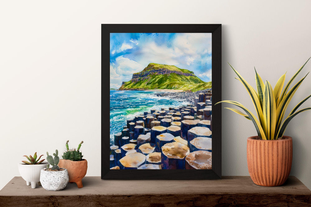 Giants Causeway Watercolor Poster Wall Art Giants Causeway Wall Hanging Home Décor Giants Causeway Gift Art Lovers United Kingdom Wall Art