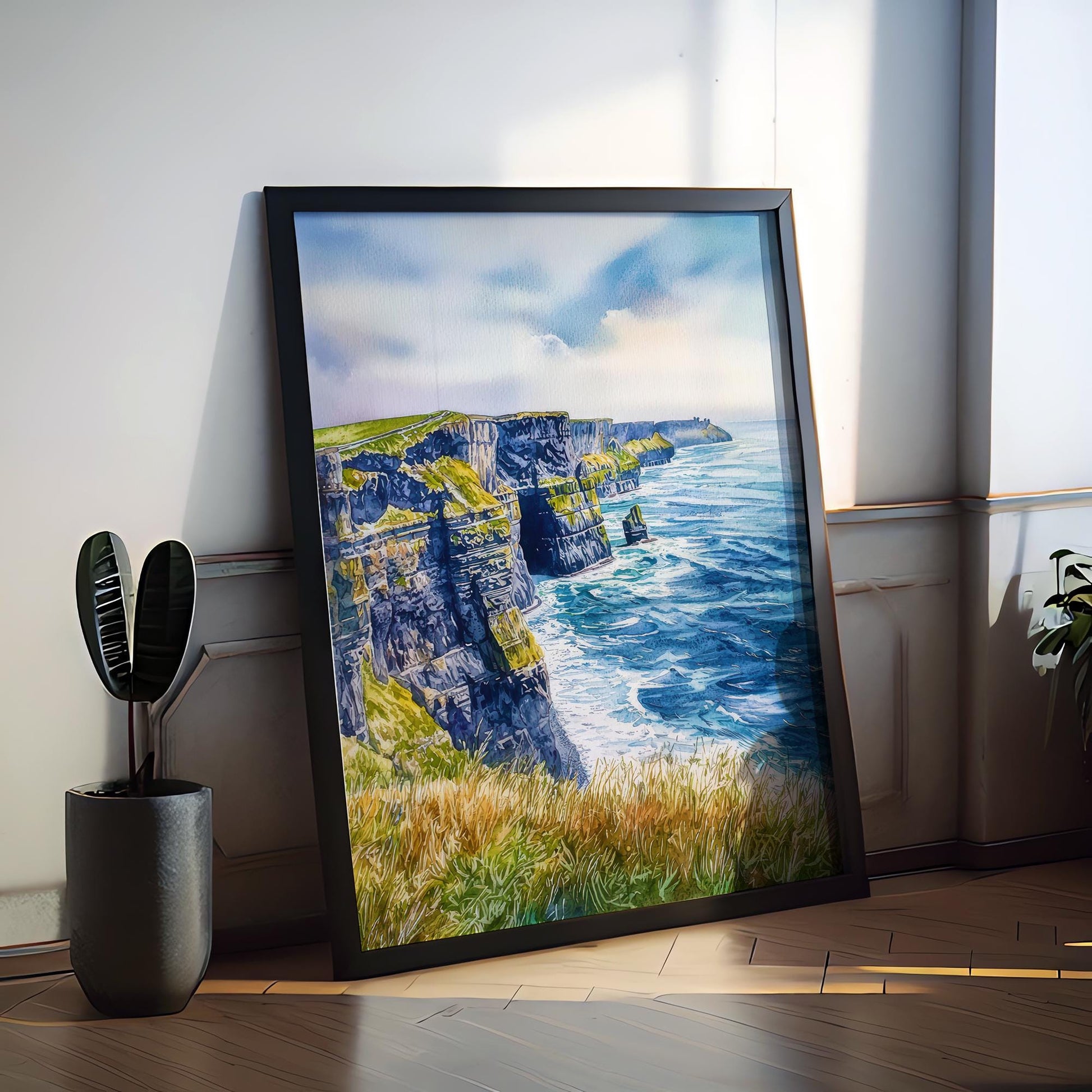 Cliffs of Moher Watercolor Poster Wall Art Cliffs of Moher Wall Hanging Home Décor Cliffs of Moher Gift Art Lovers Ireland Wall Art