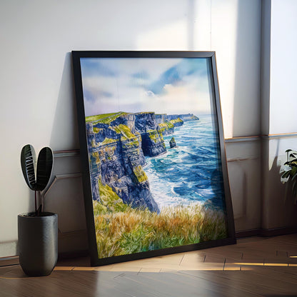 Cliffs of Moher Watercolor Poster Wall Art Cliffs of Moher Wall Hanging Home Décor Cliffs of Moher Gift Art Lovers Ireland Wall Art