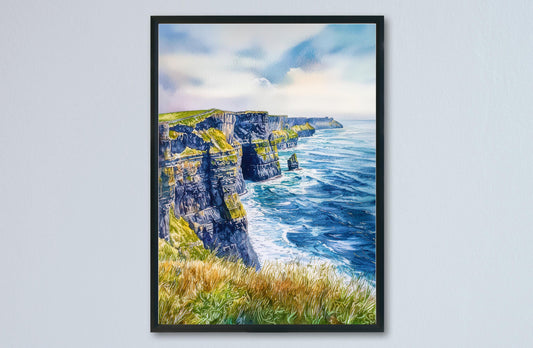 Cliffs of Moher Watercolor Poster Wall Art Cliffs of Moher Wall Hanging Home Décor Cliffs of Moher Gift Art Lovers Ireland Wall Art
