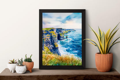 Cliffs of Moher Watercolor Poster Wall Art Cliffs of Moher Wall Hanging Home Décor Cliffs of Moher Gift Art Lovers Ireland Wall Art