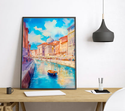 Trieste Watercolor Poster Wall Art Trieste Wall Hanging Home Décor Trieste Gift Art Lovers Italy Art Lover Gift, Italian Cityscape Travel