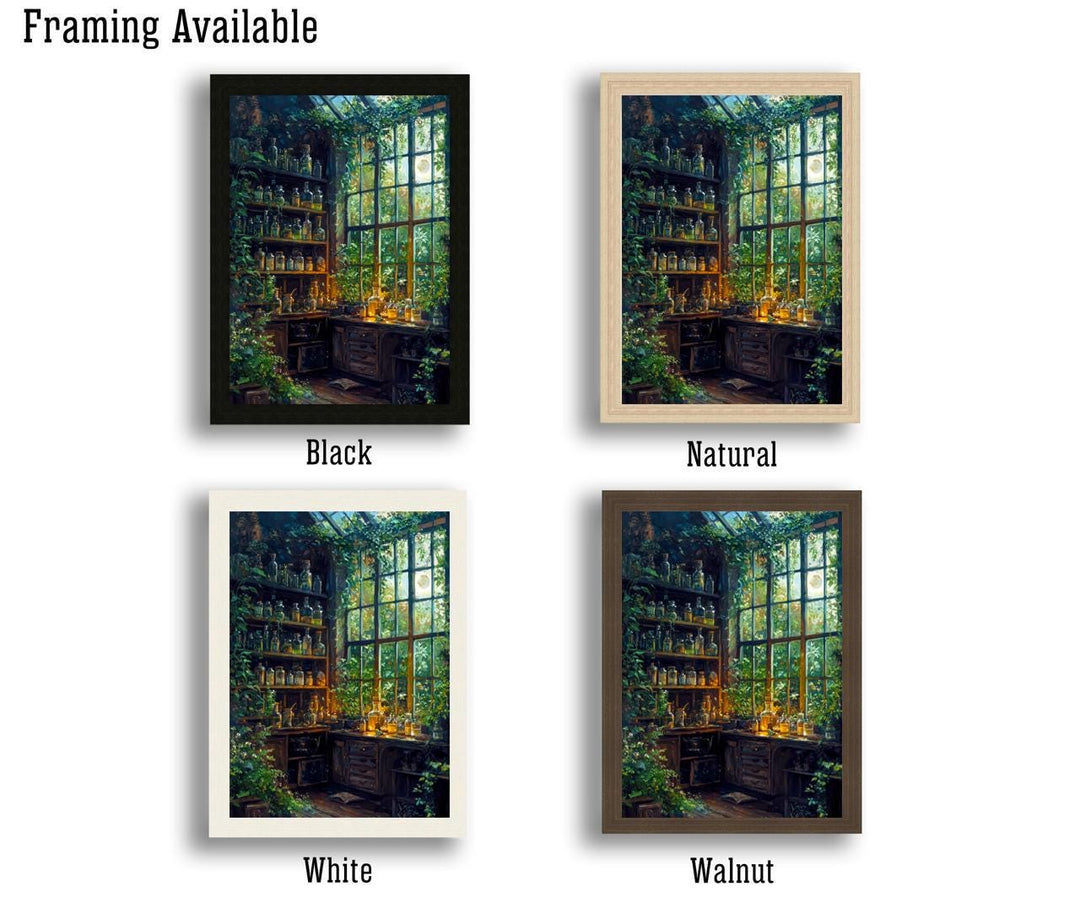 Witches Greenhouse Botanical Print, Dark Academia Cottagecore Wall Art