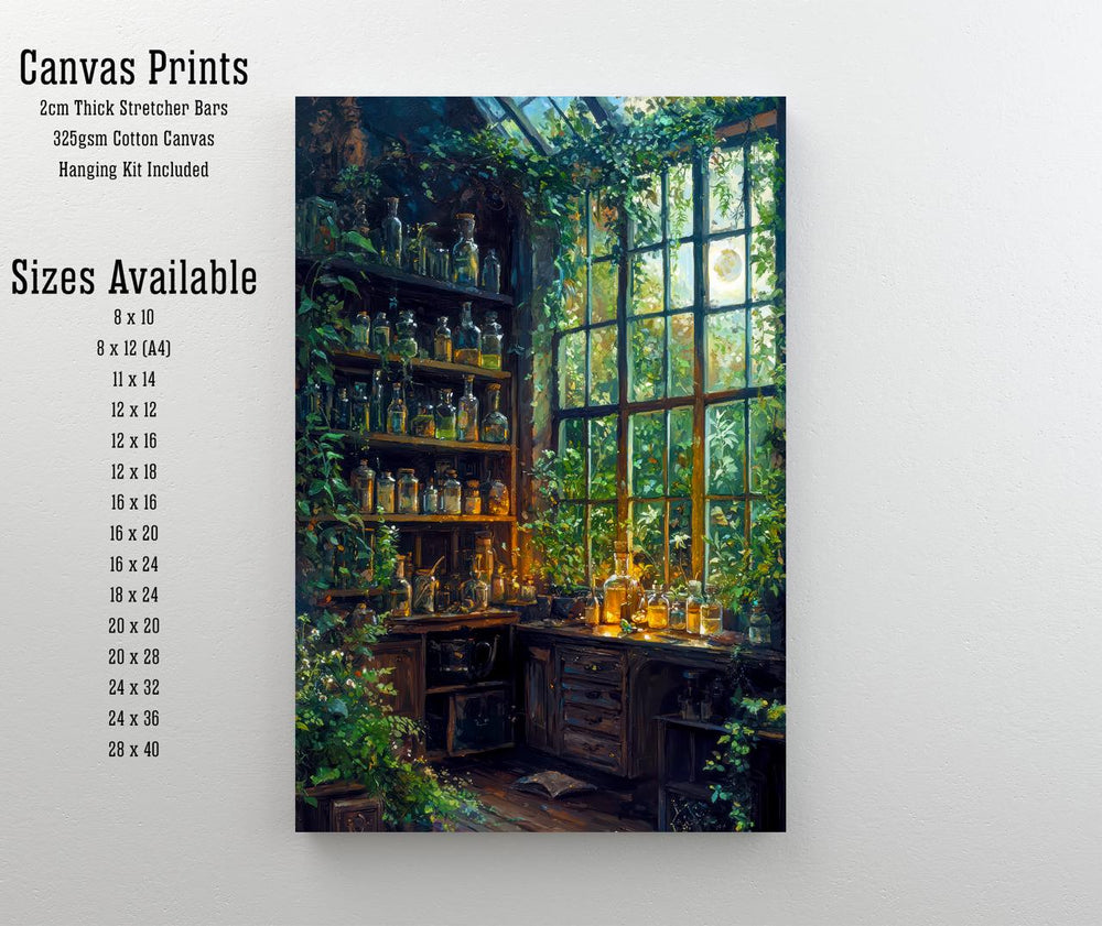 Witches Greenhouse Botanical Print, Dark Academia Cottagecore Wall Art
