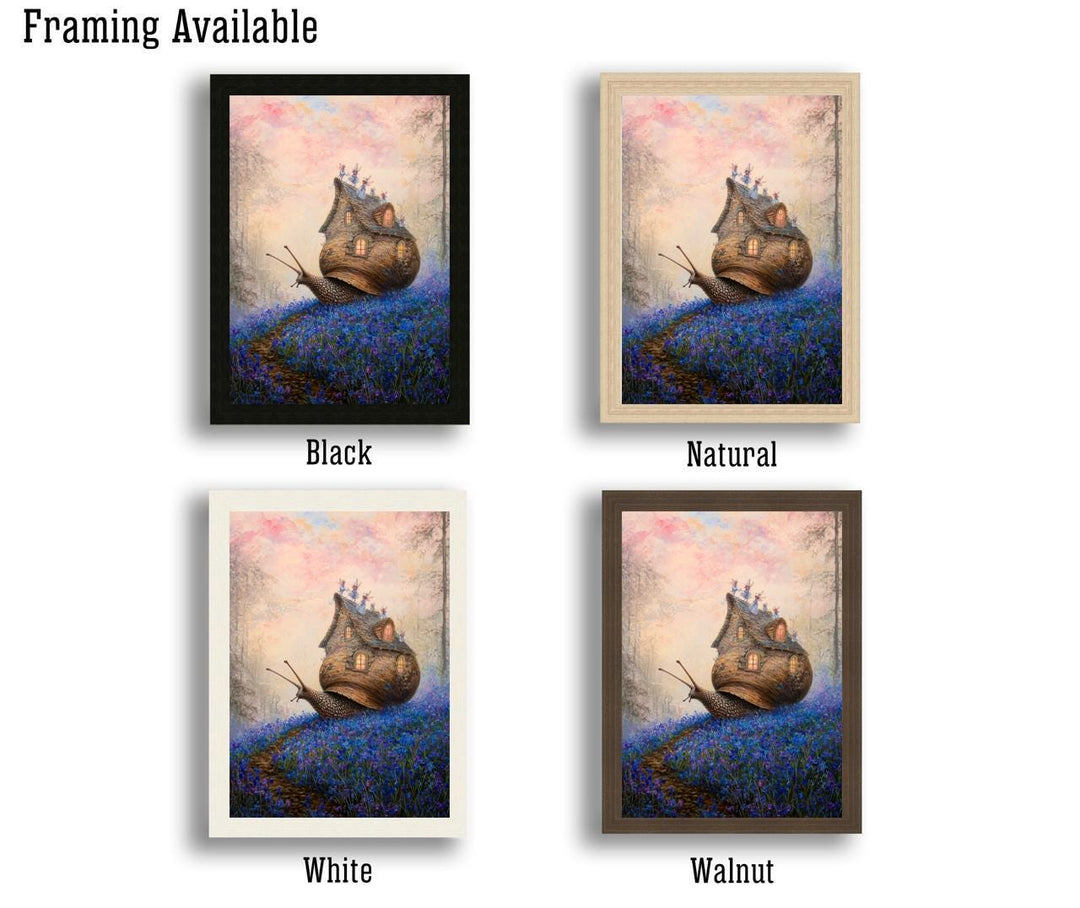 Snail Cottage Poster Whimsical Animal Artwork Cottagecore Wall Art Enchanted Nature Illustration Cozy Woodland Print Fairycore Decor