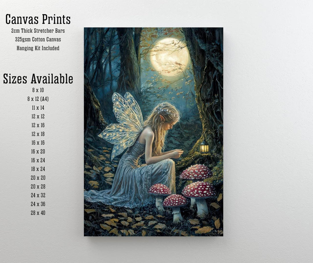 Fairy in Forest Poster Enchanted Woodland Artwork Magical Nature Illustration Cottagecore Wall Art Whimsical Fantasy Print Vintage Fairycore