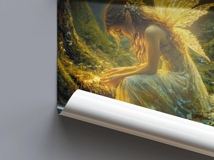 Fairy in Forest Poster Enchanted Woodland Artwork Magical Nature Illustration Cottagecore Wall Art Whimsical Fantasy Print Vintage Fairycore