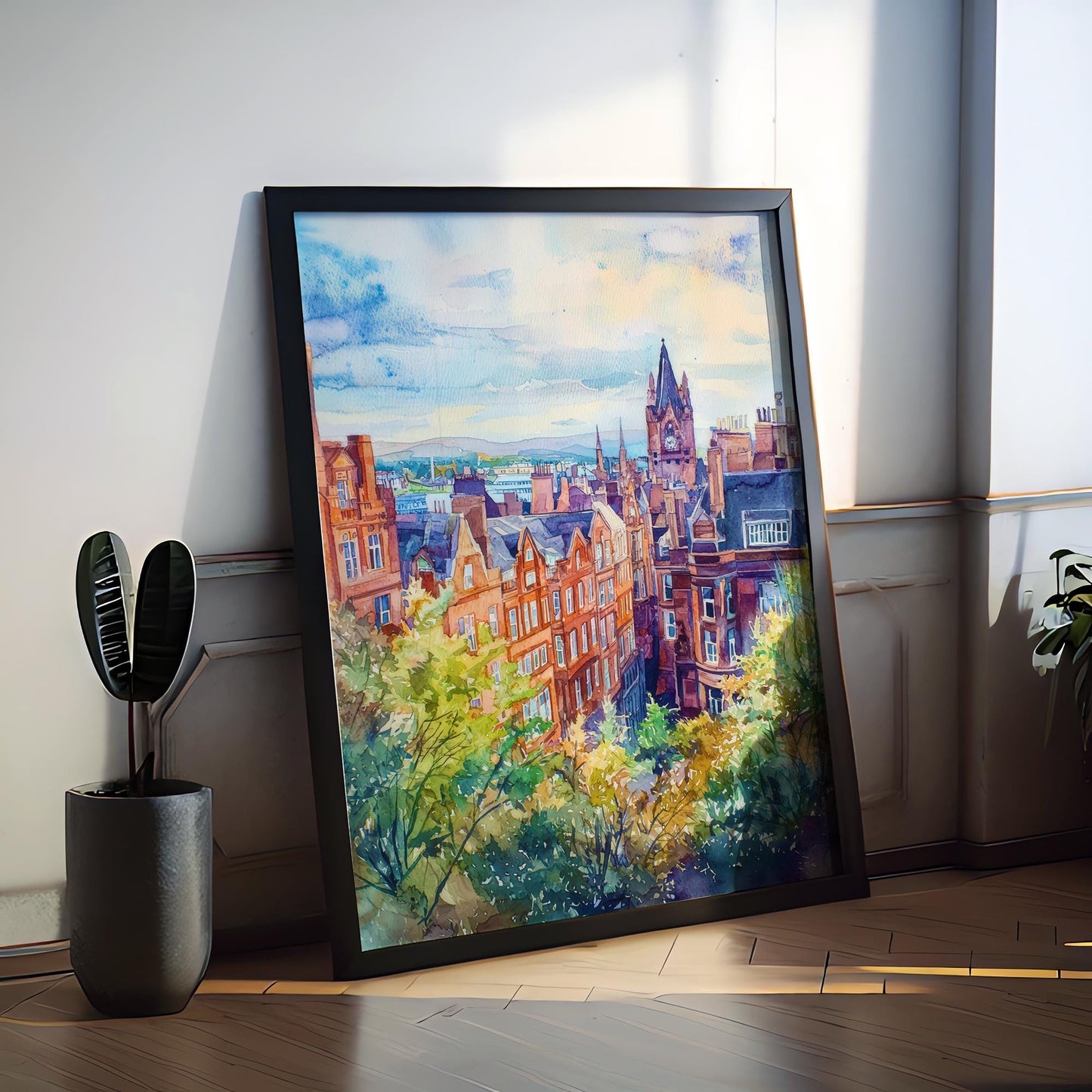Glasgow watercolor poster Wall Art Glasgow Wall Hanging Home Décor Glasgow Gift Art Lovers Scotland Art Lover Gift Scotland wall art