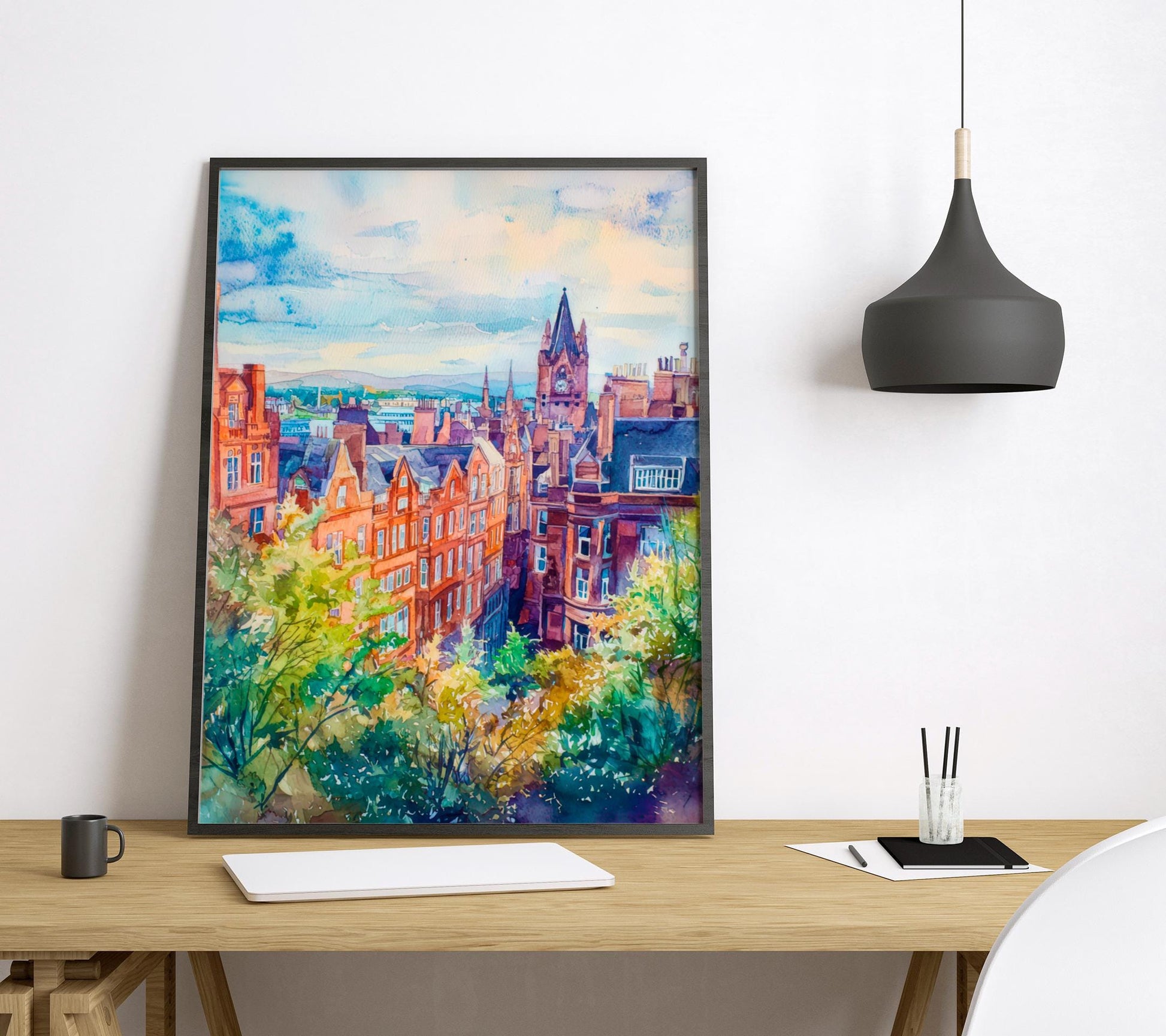 Glasgow watercolor poster Wall Art Glasgow Wall Hanging Home Décor Glasgow Gift Art Lovers Scotland Art Lover Gift Scotland wall art
