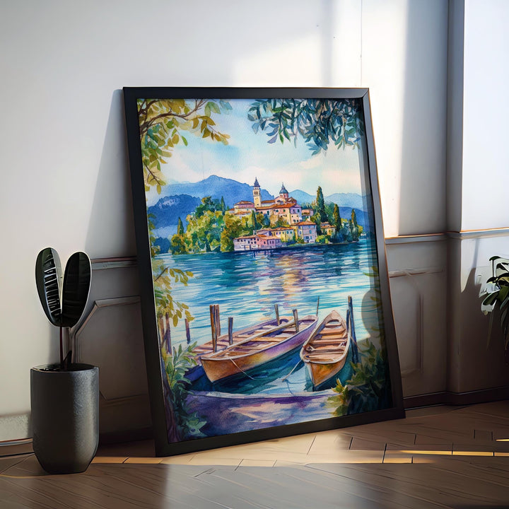 Lake Orta Watercolor Poster Wall Art Lake Orta Wall Hanging Home Décor Lake Orta Gift Art Lovers Italy Art Lover Gift, Italian Cityscape Art