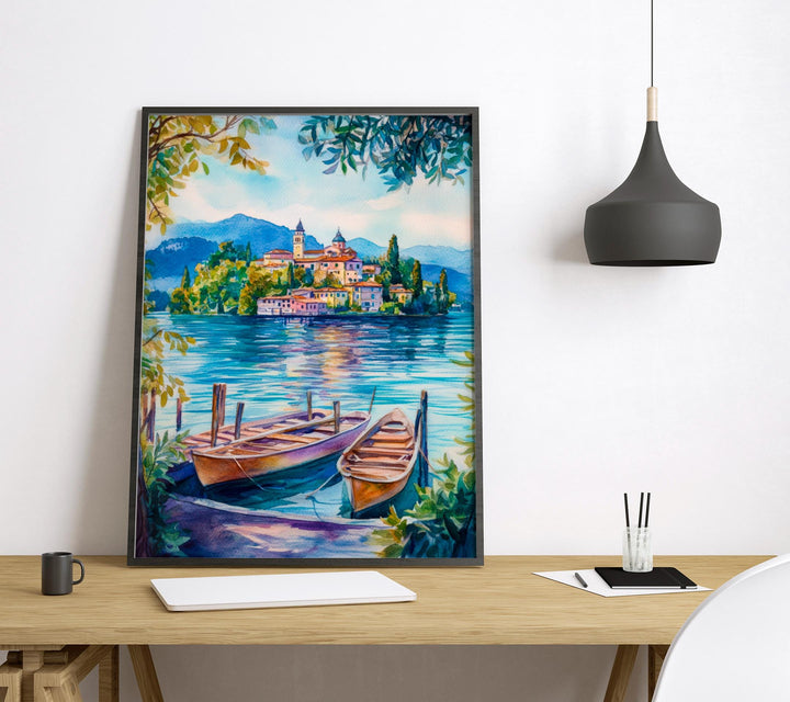 Lake Orta Watercolor Poster Wall Art Lake Orta Wall Hanging Home Décor Lake Orta Gift Art Lovers Italy Art Lover Gift, Italian Cityscape Art