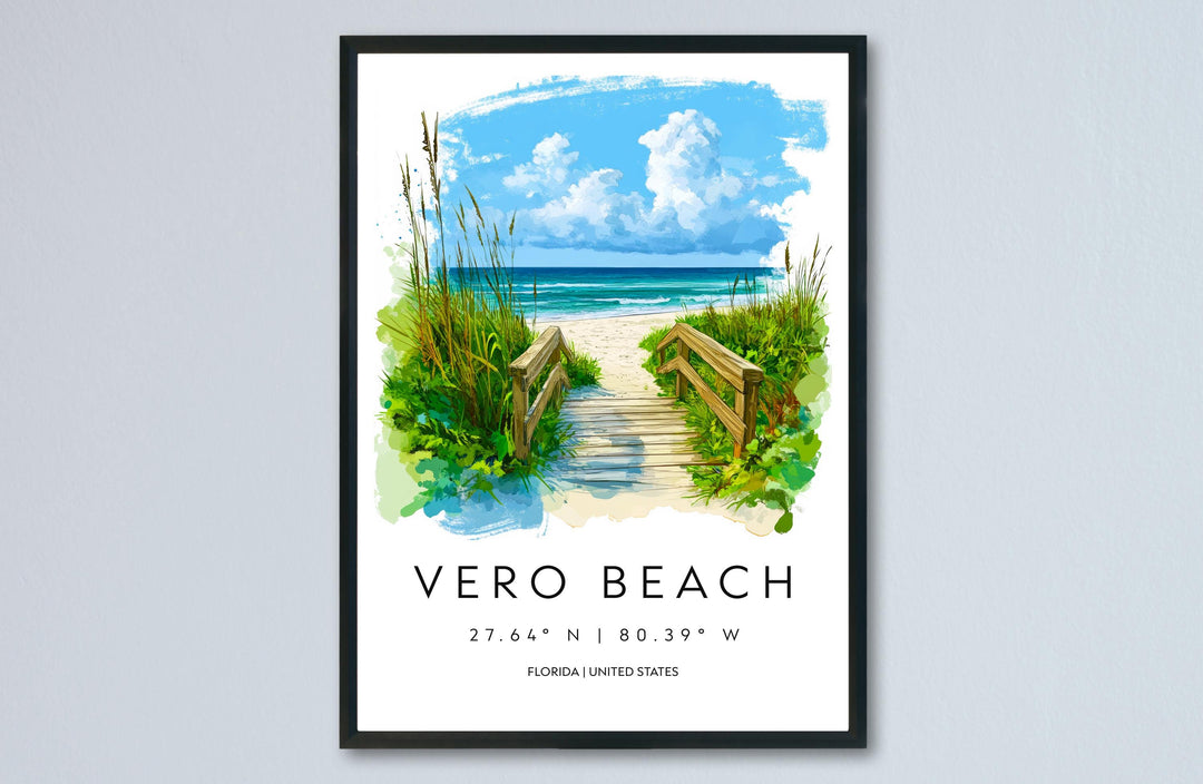 Vero Beach Watercolor Poster Wall Art Vero Beach Wall Decor Home Décor Vero Beach Gift USA Art Lover Gift, Travel Souvenir Print
