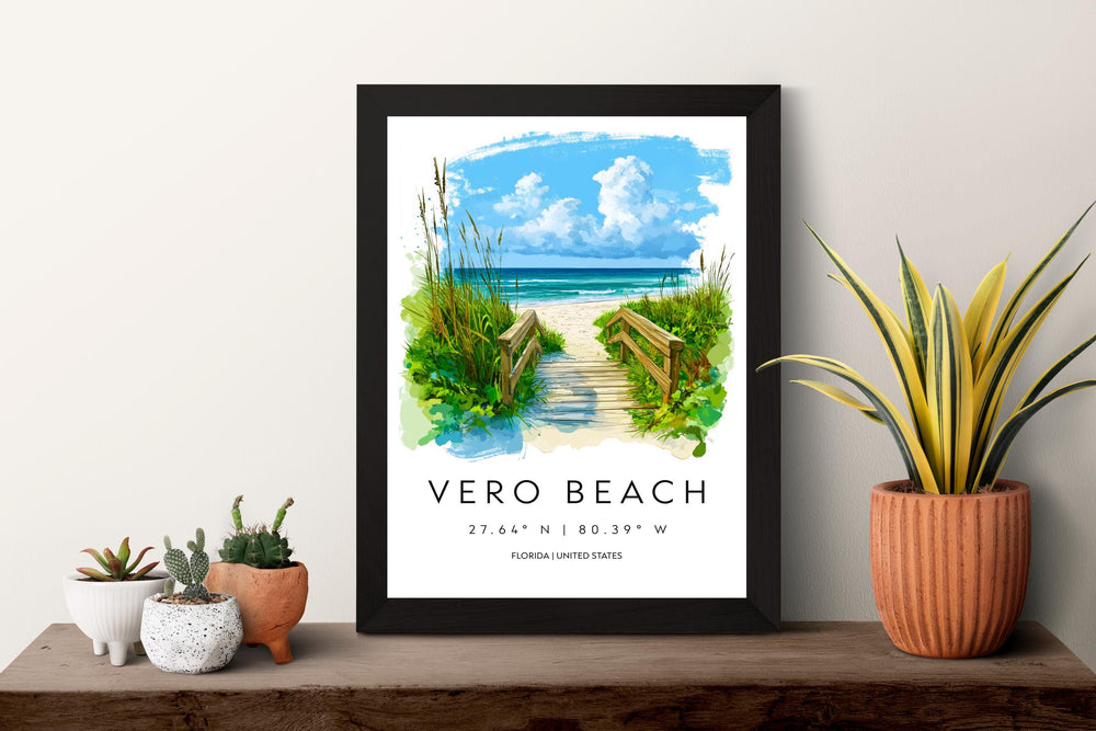 Vero Beach Watercolor Poster Wall Art Vero Beach Wall Decor Home Décor Vero Beach Gift USA Art Lover Gift, Travel Souvenir Print