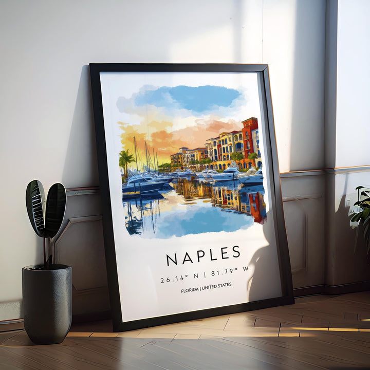 Naples Florida Watercolor Poster Wall Art Naples Florida Wall Decor Home Décor Naples Florida Gift USA Art Lover Gift, Travel Souvenir Print
