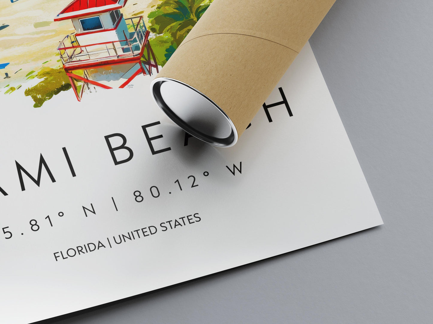 Miami Beach Watercolor Poster Wall Art Miami Beach Wall Decor Home Décor Miami Beach Gift USA Art Lover Gift, Travel Souvenir Print