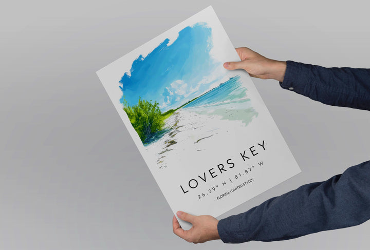 Lovers Key Watercolor Poster Wall Art Lovers Key Wall Decor Home Décor Lovers Key Gift USA Art Lover Gift, Travel Souvenir Print