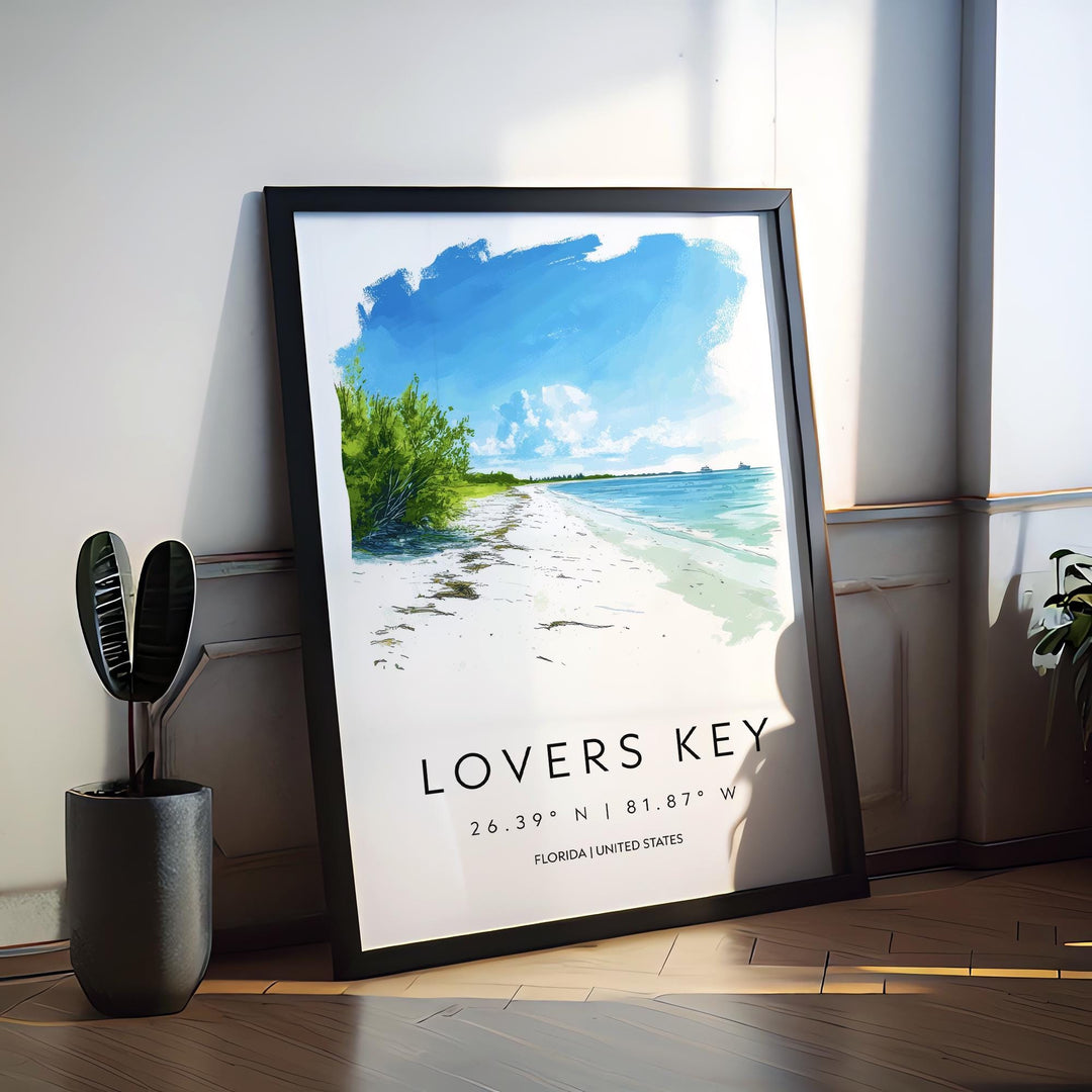 Lovers Key Watercolor Poster Wall Art Lovers Key Wall Decor Home Décor Lovers Key Gift USA Art Lover Gift, Travel Souvenir Print