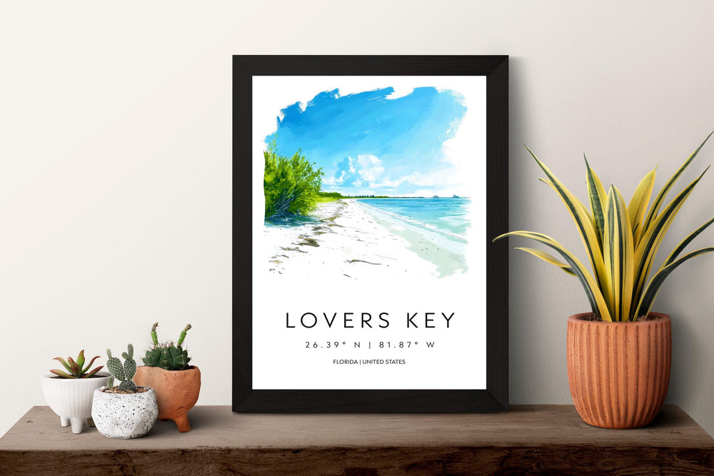 Lovers Key Watercolor Poster Wall Art Lovers Key Wall Decor Home Décor Lovers Key Gift USA Art Lover Gift, Travel Souvenir Print
