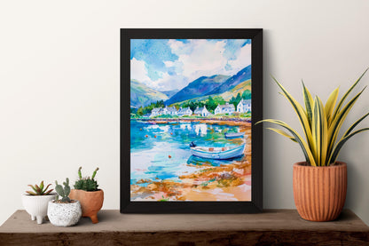 Ullapool watercolor poster Wall Art Ullapool Wall Hanging Home Décor Ullapool Gift Art Lovers Scotland Art Lover Gift Scotland wall art