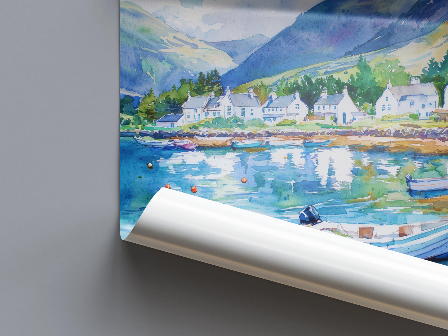 Ullapool watercolor poster Wall Art Ullapool Wall Hanging Home Décor Ullapool Gift Art Lovers Scotland Art Lover Gift Scotland wall art