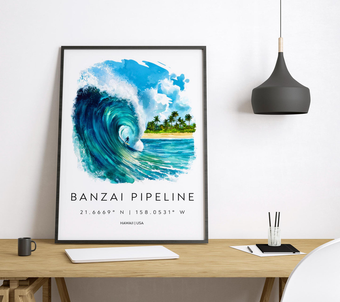 Banzai Pipeline watercolor poster Wall Art Banzai Pipeline Wall Hanging Home Décor Banzai Pipeline Gift Art Lovers Hawaii Art Lover Gift